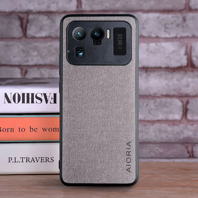 Luxury Textile Leather Case for Xiaomi mi 11 Ultra Soft TPU with Hard PC 3in1 material protection cover