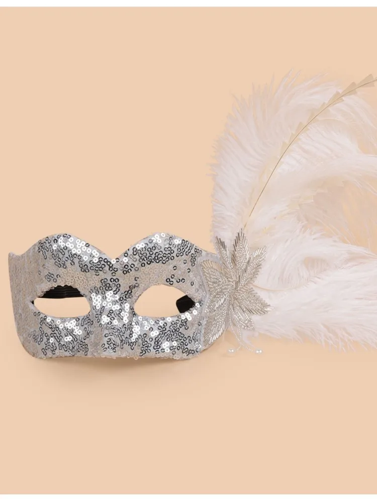 Masque pour les yeux Sexy plume paillettes gland vénitien mascarade bal Halloween fête déguisement accessoires de déguisement dame masque facial