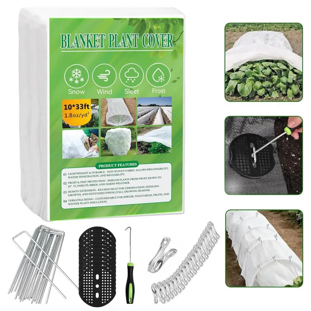 Plant Frost Cover Frost Protection Fabric Thickened Frost Cloth Blanket Garden Plant Cover Kit Reusable Outdoor Row for Winter