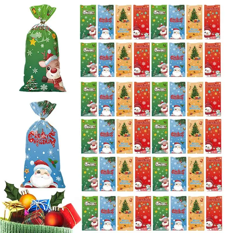 

Christmas Candy Bags Snack Bags 50 Pieces Christmas Wrapping Sacks Exquisite Sturdy Party Favor Bags For Holidays Families