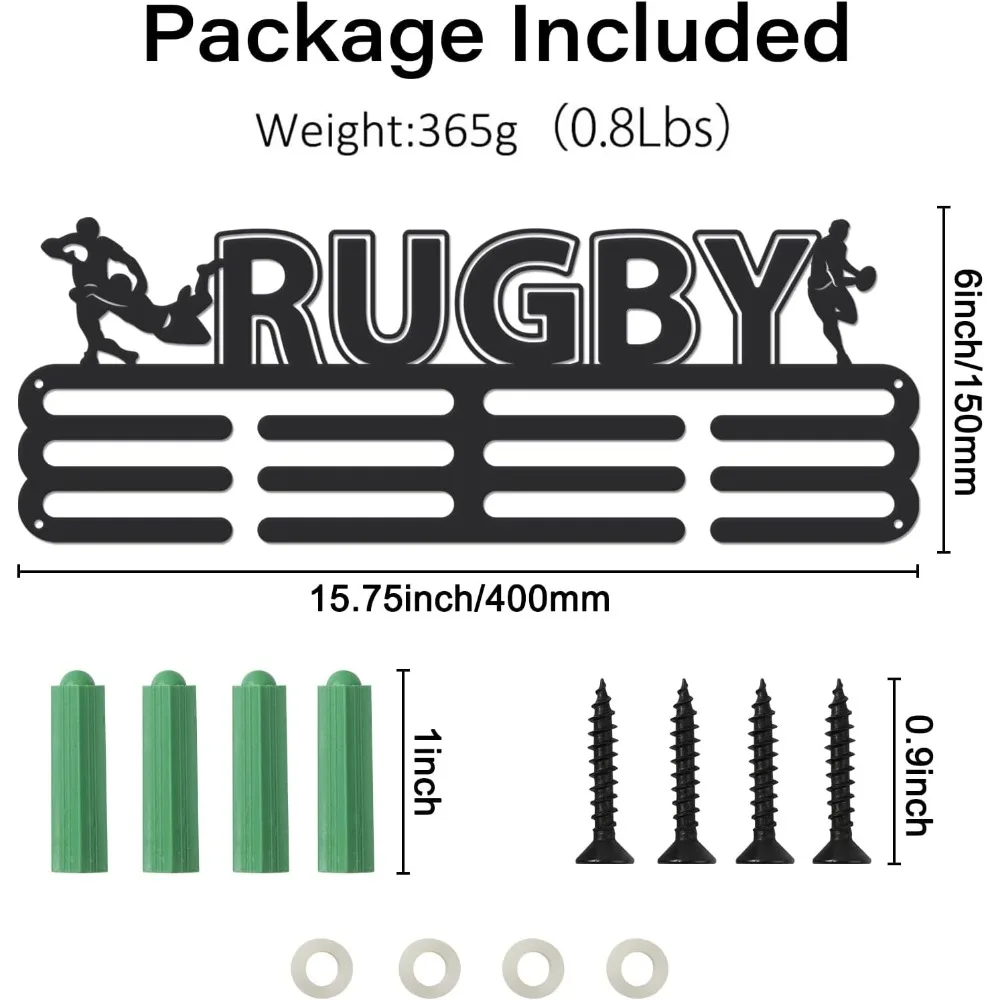 Rugby Medal Hanger Display Black 60+ Competition Medal Holder Frame Iron Medal Hook for Competition Medal Holder Display Wall