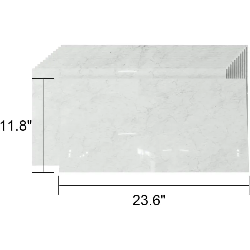 Paneles de pared de ducha, azulejo de ducha de mármol sintético de vinilo contra salpicaduras de 23,6" x 11,8" para pared de baño y cocina (12 piezas)