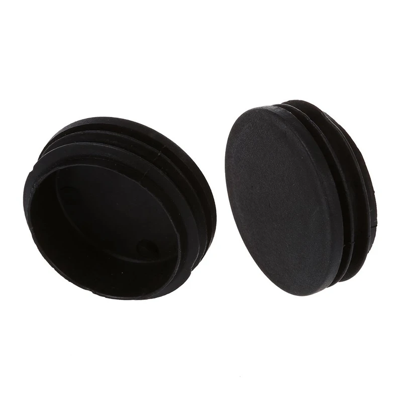 ABJY-18 X Black Plastic 50Mm Dia Round Tubing Tube Insert Caps Covers