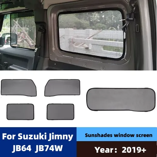 Imagen 1 del producto Parasoles de ventana lateral para Suzuki Jimny JB64 Sierra JB74W 2019 + cortina de gasa de red accesorios interiores antiinsectos