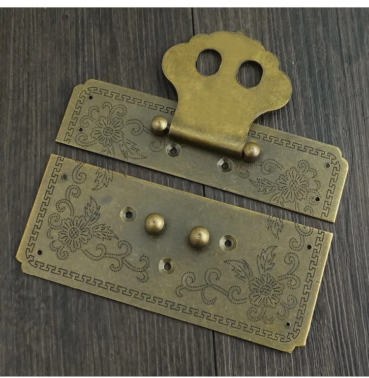 AD090 Antique Solid Brass Latch Lock Hasp No Drill Needed for Jewelry Box Chest Trunk Hardware