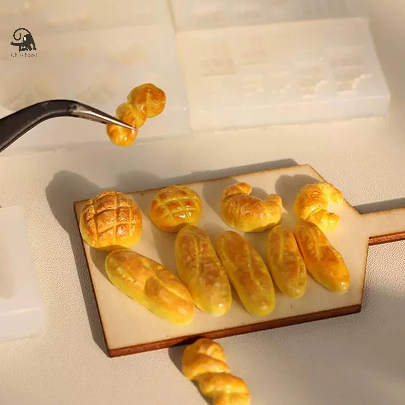 ミニビスケットパンドーナツシリコーン型 DIY 食品デザートおもちゃ陶器粘土樹脂アートモールドケーキ装飾ドールハウスアクセサリー