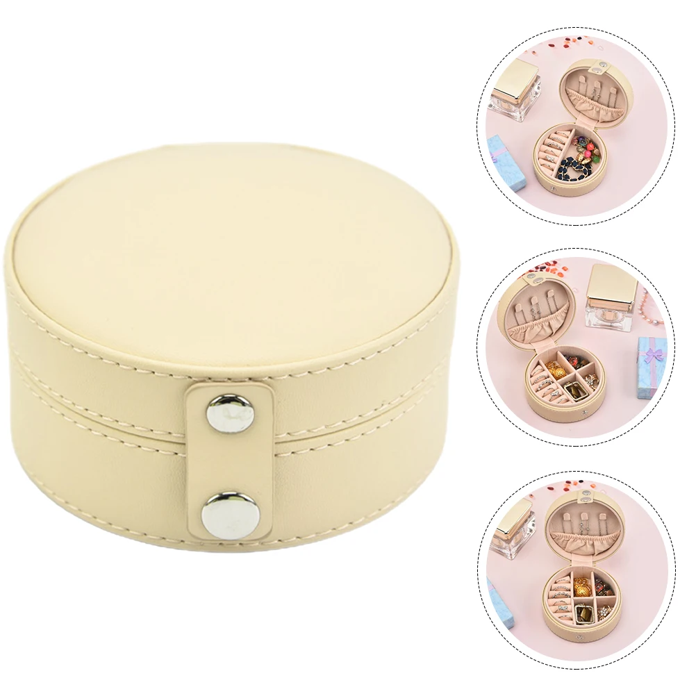

Storage Multifunctional Jewelry Box Travel Cases for Women Jewlery Organizer Beige Small Earring Holder