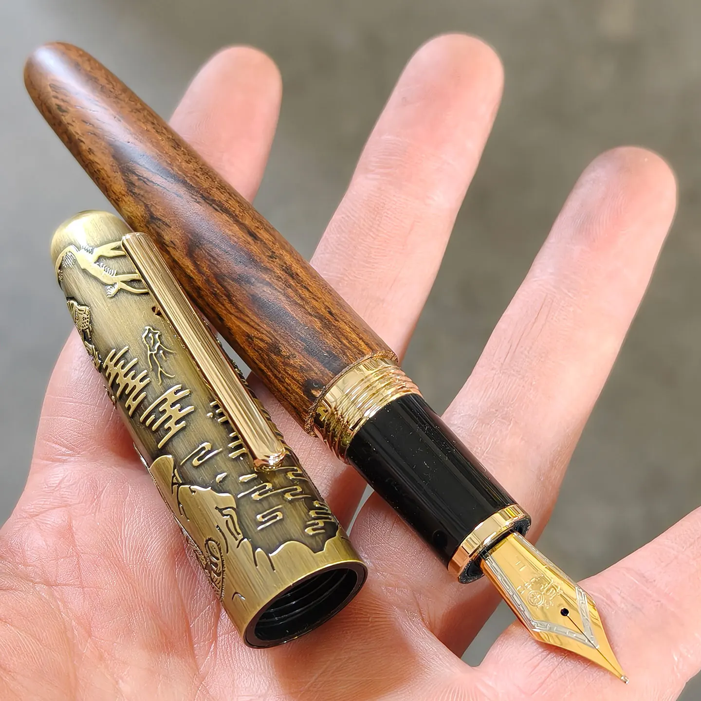 

Jinhao 9056 Pen Tiger Wooden Ink Pen Pen Tip Converter Filled Stationery Office and Learning Supplies Writing Pen Gift