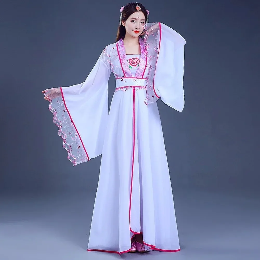 Ancient Chinese Costume Fairy Cosplay Women Girl Hanfu Dress Embroidery Floral Kids Tang Suit Festival Outfit Folk Dance Costume