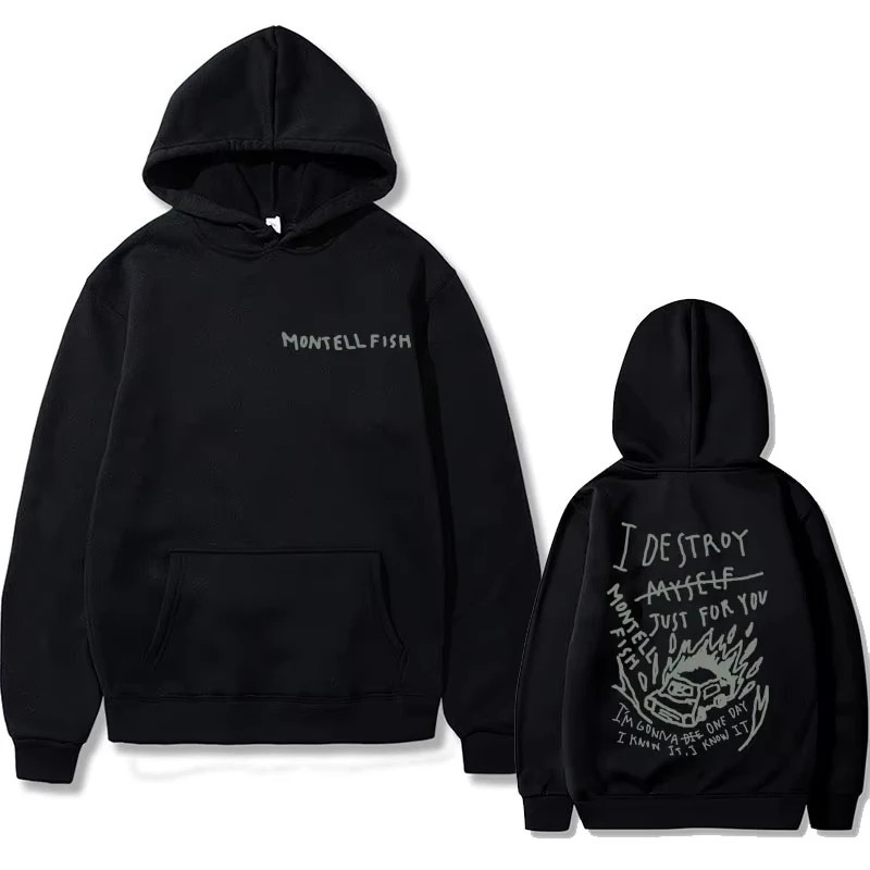 

2025 New Singer Montell Fish Jamie Fashion Trend Printed Hoodie Men's Women's Fashion Casual Sweatshirt Men's Hoodie