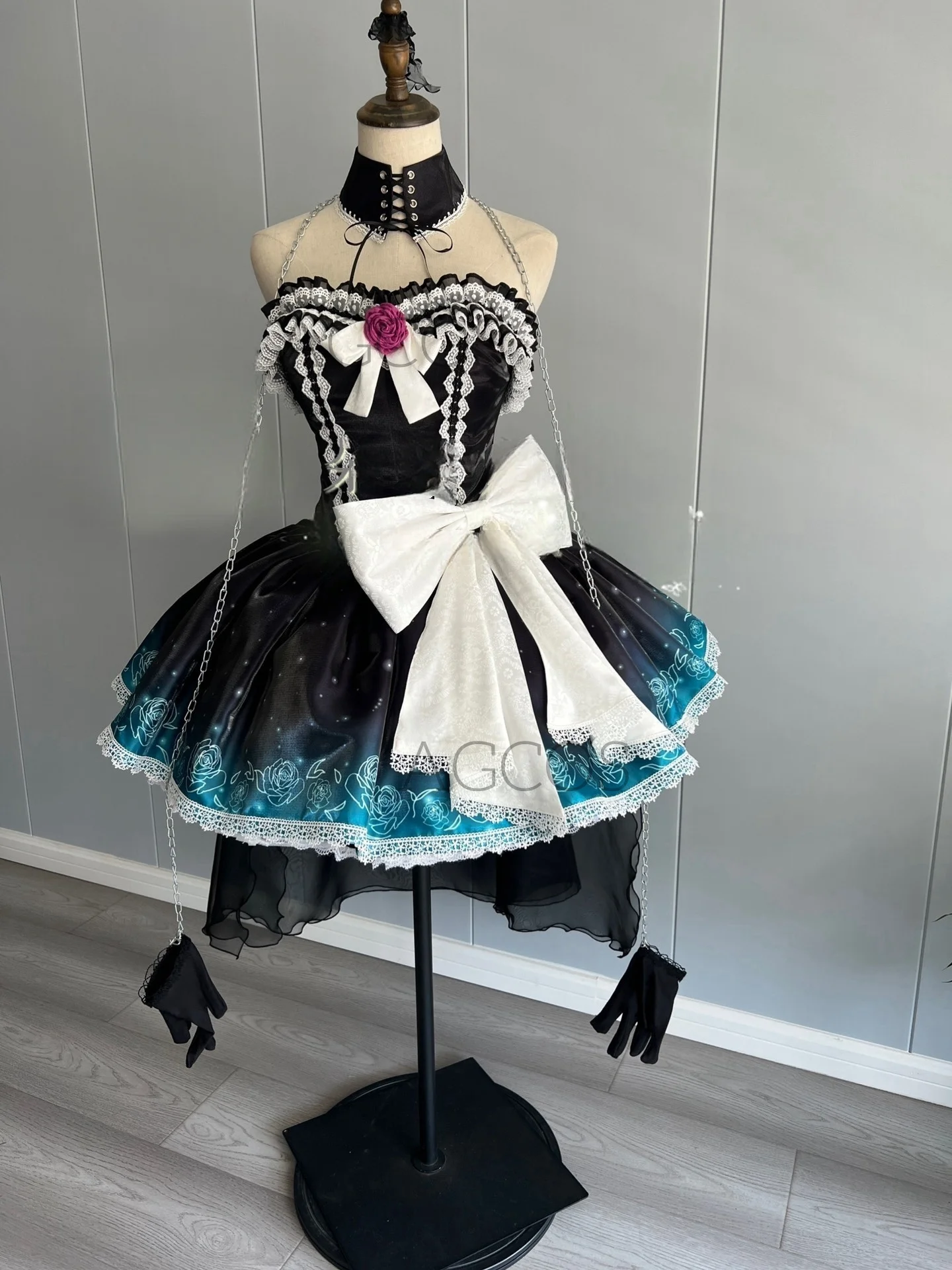 AGCOS Customized Mikku Light And Night Cosplay Costume Christmas Uniforms Dress Mikuu Costumes Cosplay