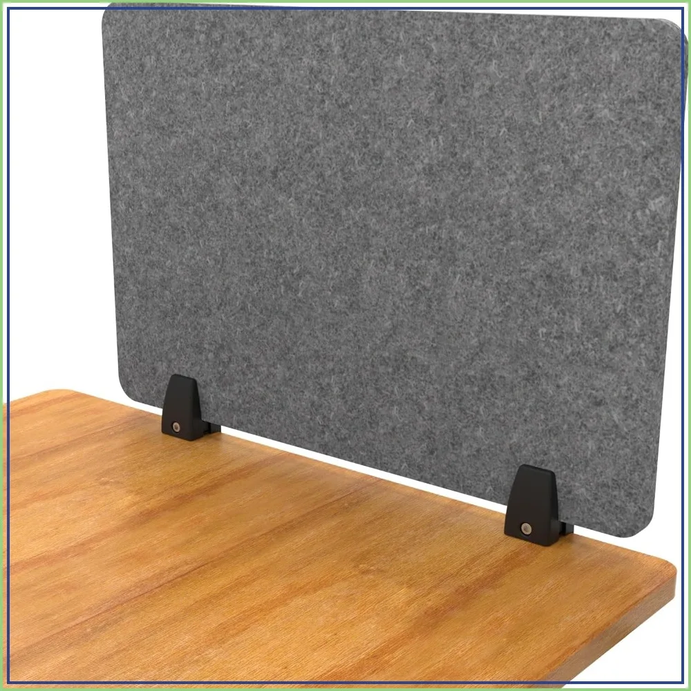 Clamp-On Acoustic Desk Divider 24x16 Castle Gray PET Privacy Panel Noise-Reducing Office Partition
