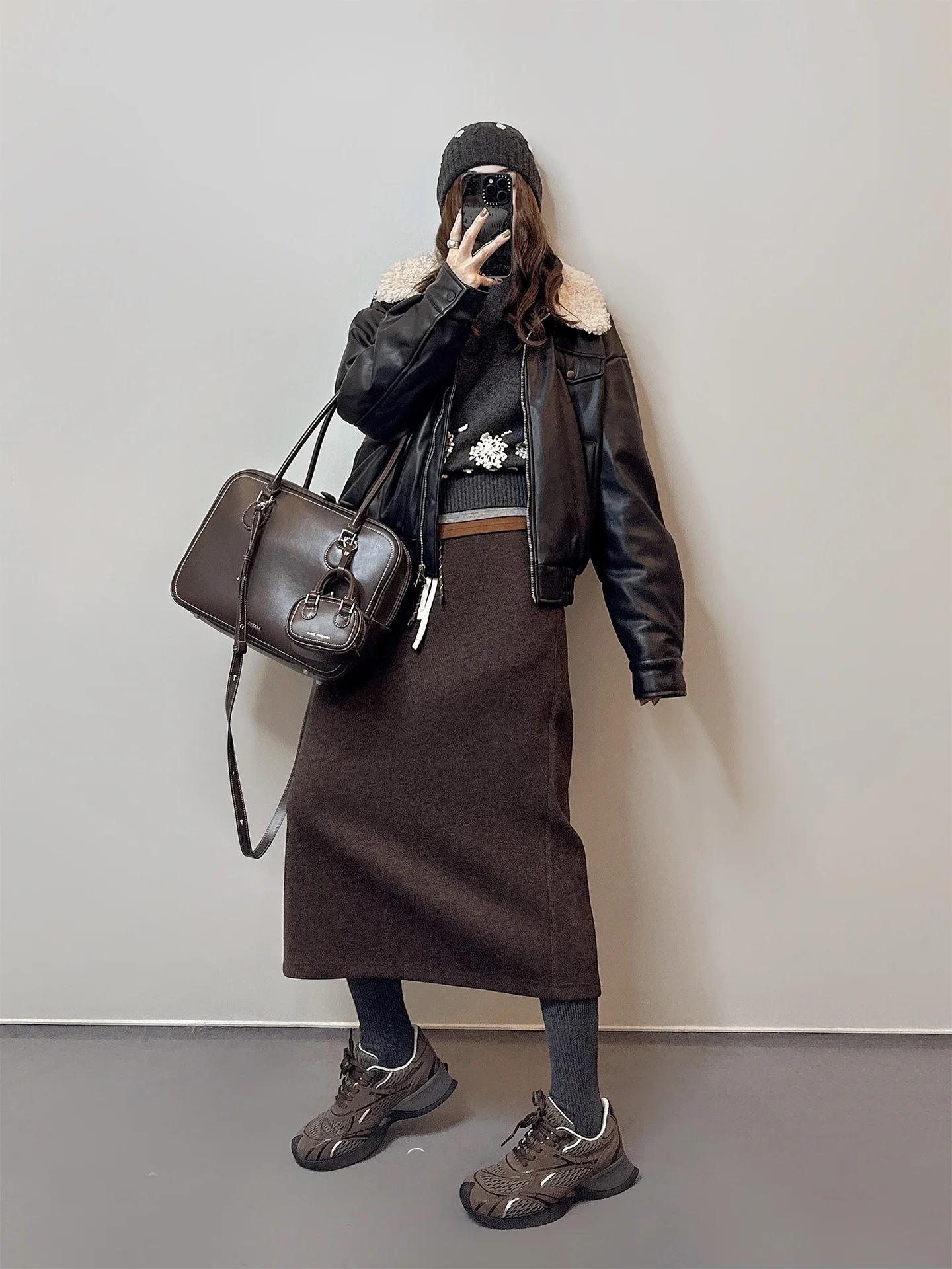 Retro thiened algodão jaet casaco de couro destacável gola de pele feminina casual faion longo sve couro do plutônio outerwear