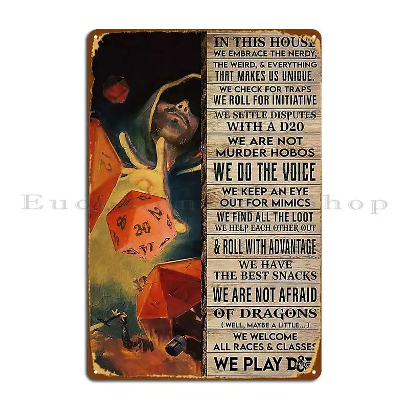 The Dungeon Master In This House We Play Do Dandd Metal Sign Plaques Pub Garage Pub Plates Bar Cave Design Tin Sign Poster