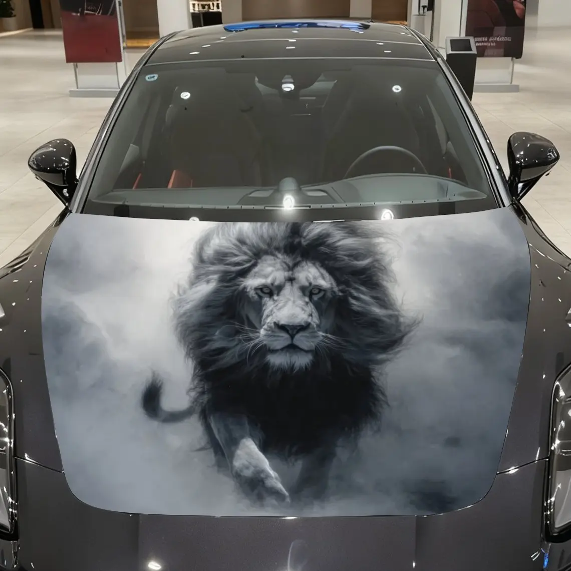 

Черный лев, ходящий в ветру, наклейка на капот автомобиля, прочные автомобильные виниловые обертки, подходящие для большинства автомобилей, капот двигателя автомобиля P