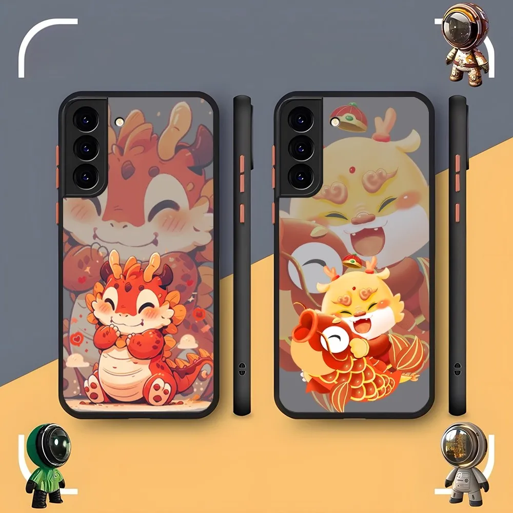 Chinese New Year Dragon Cartoon Phone Case For Samsung Slim A12 A13 A14 A21S S23 S22 A05 A03s Translucent Matte Cover