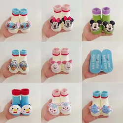 New Disney Mickey Minnie Baby Doll Socks Newborn Stitch Mid-Tube Cotton Socks Non-Slip Dispensing Floor Sockskiss Baby Socks