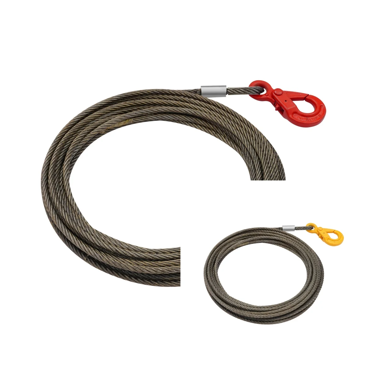 3/8in*50ft Steel Winch Cable, Steel Core Rope, Heavy Duty Wire Rope Cable With Self-locking Hook,Rated Load 1.12T