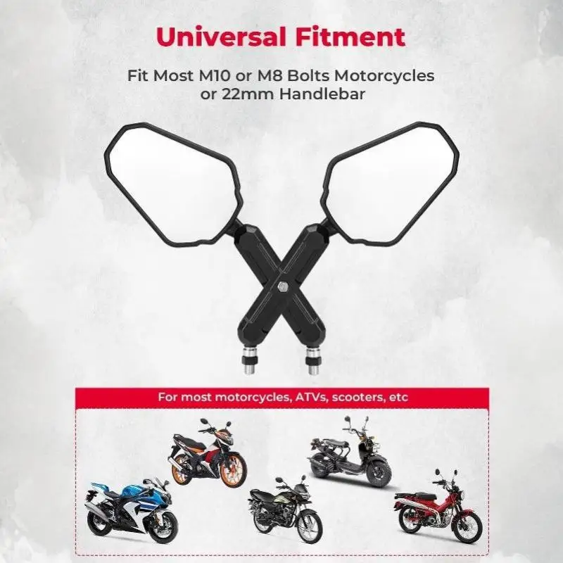 【MO】1Pair Universal Angle Adjustable Folding Motorcycle Handlebar Side Mirrors For Adventure Dirt Street Bike ATV
