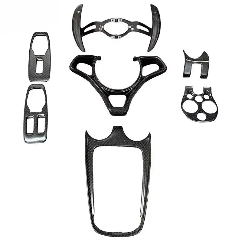 Interior Dry Carbon Fiber Trim Replacement Parts Original OEM Carbon Black Polished Finish for McLaren 570S Center Console Panel