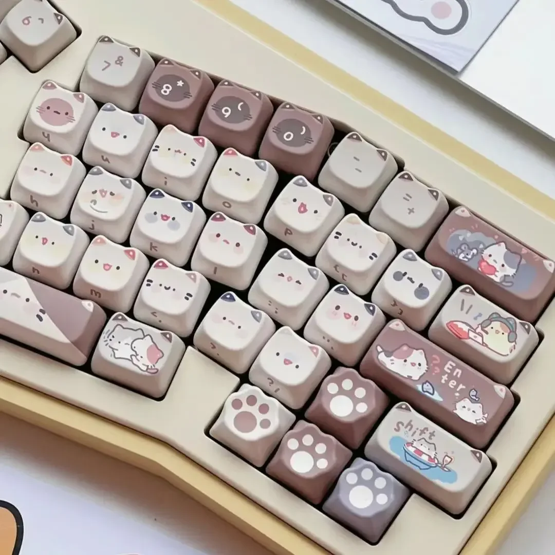 Imagem -02 - Personalizado Gato Bonito Keycaps Rosa Keycap Sublimação Térmica Quadrada Teclado Mecânico para Alice um Conjunto de Chaves Novo Mao