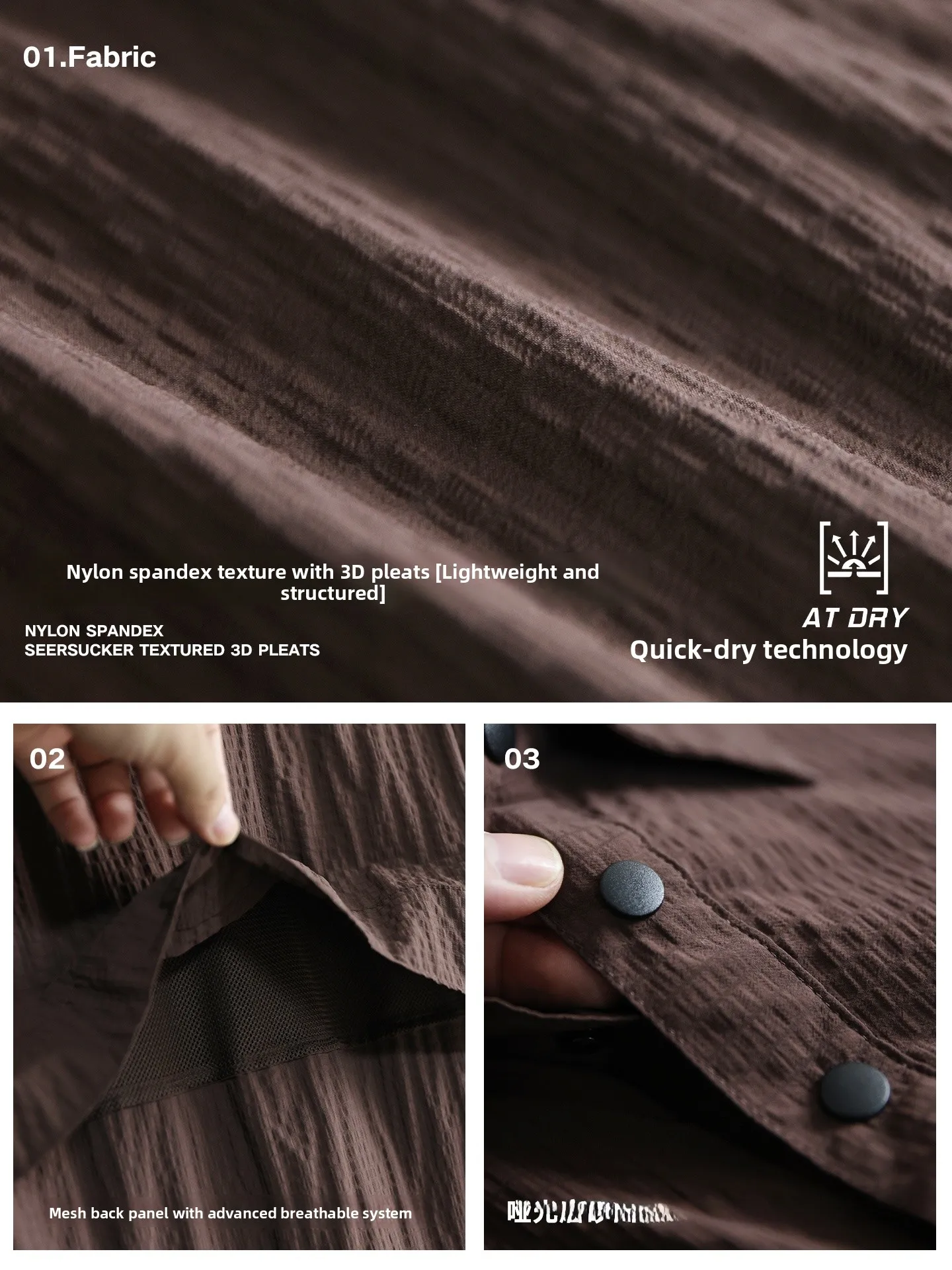 Men's Summer Quick Dry Breathable  Shirt Casual Lightweight Short Sleeve American Retro Bubble Cloth Comfortable Commute Top