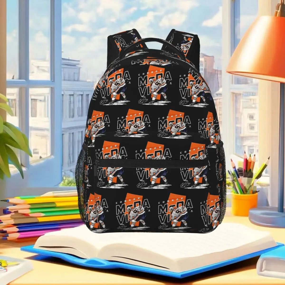 Connor McDavid 97 For Edmonton Oilers Fans Backpack Student Boys Girls BookBag School Bag Computer Shoulder Bags for Men Women