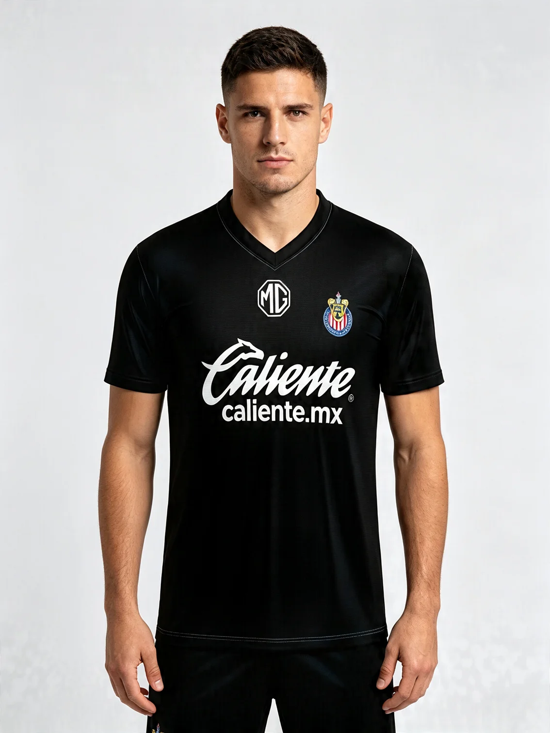 Men's black Mexico Chivas football shirt, team badge, lightweight breathable material