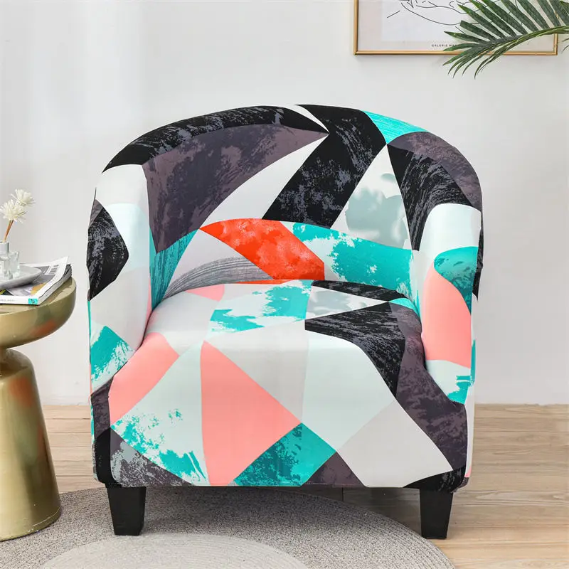 European Style Elastic Geometric Printing Spandex Sofa Cover for Club Living Room Cafe Single Seat Armchair Dust Protective Case