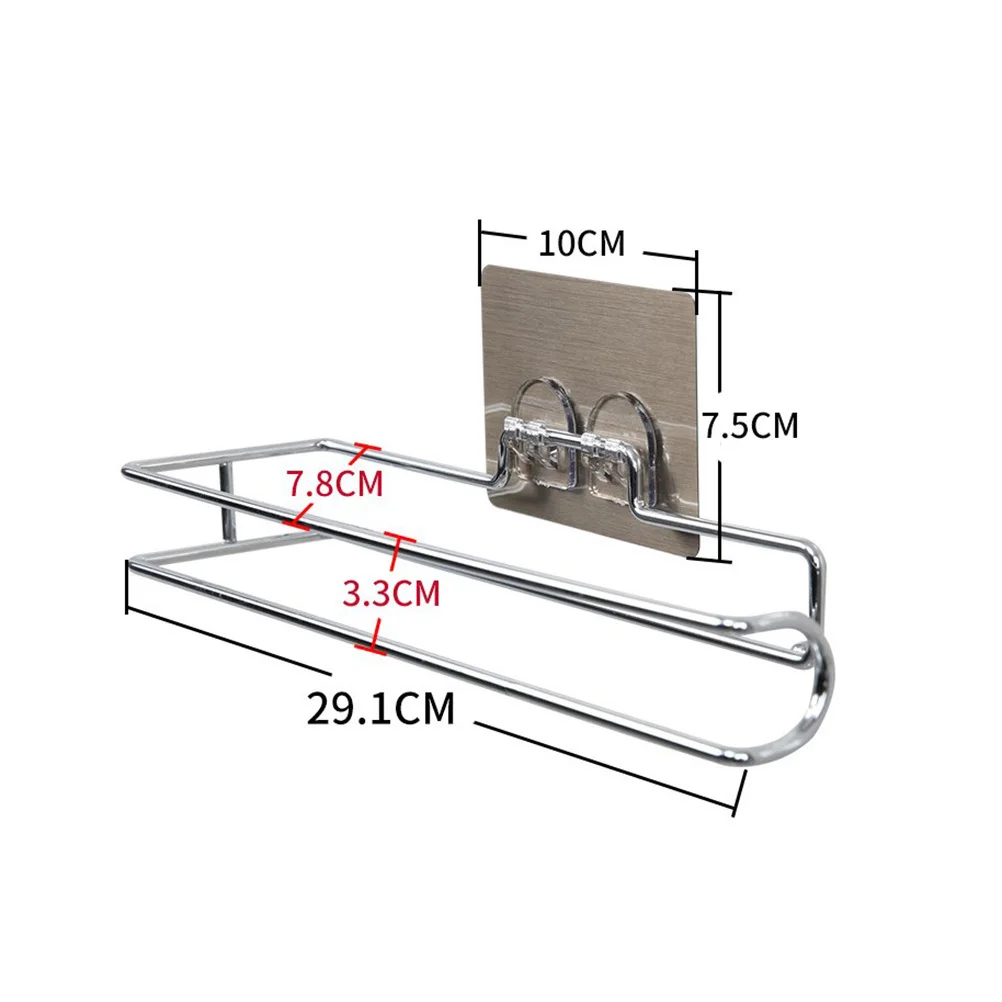 

Kitchen Roll Paper Holder Chrome Metal Wall Mounted Towel Plastic Wrap Storage Rack For Home Bathroom Organizer