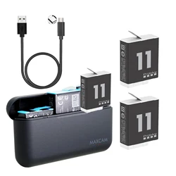 Endurence Battery For GoPro Hero 12 11 10 9 1850mAh 3 Slots Battery Storage Charger Box For GoPro 12 11 10 9