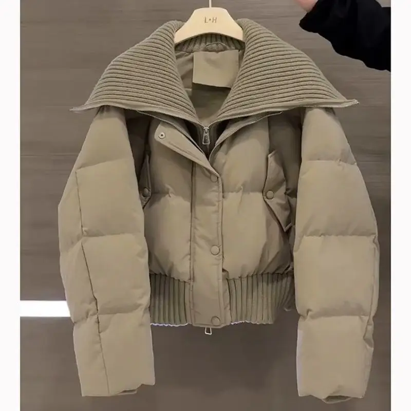 

2026 New Cotton Jacket For Women, Short Style, High Waist, Large Lapel, Fashionable And Stylish, Warm Winter Coat