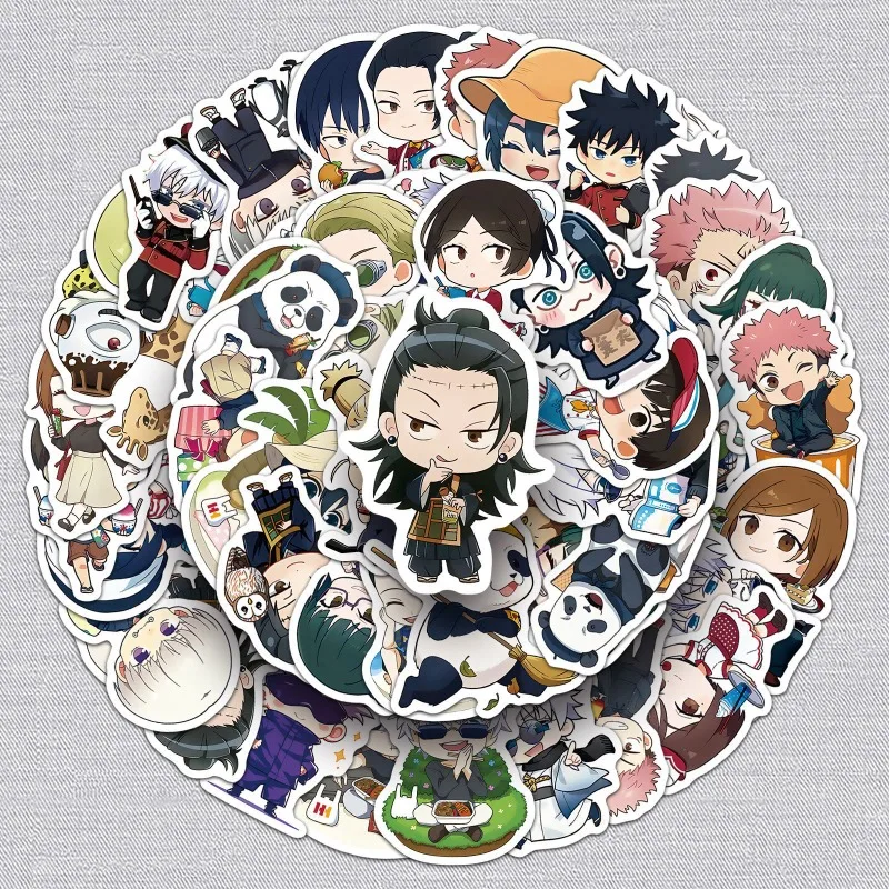 50 Stück Anime Chibi Jujutsu Kaisen Japanische Kreative Guka DIY Wasserdichte Dekor-Aufkleber für Handyhülle Wasserflasche
