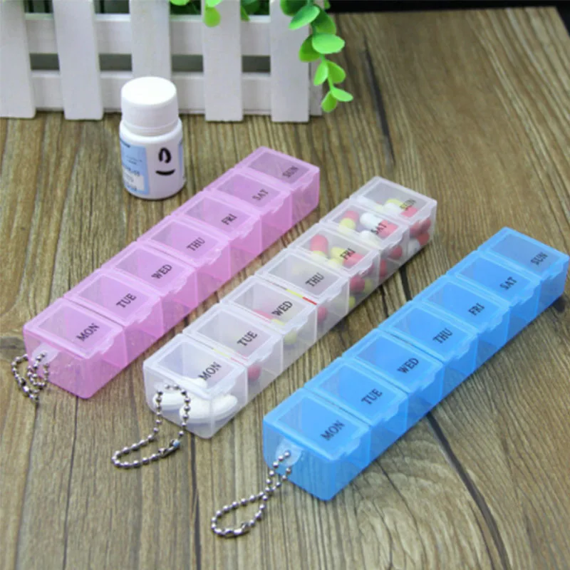 7 Days Portable Portable Small Medicine Box Organizer Sub-cooking Box Mini-pill Medicine Box Sub-packing Pill Storage Box Grid