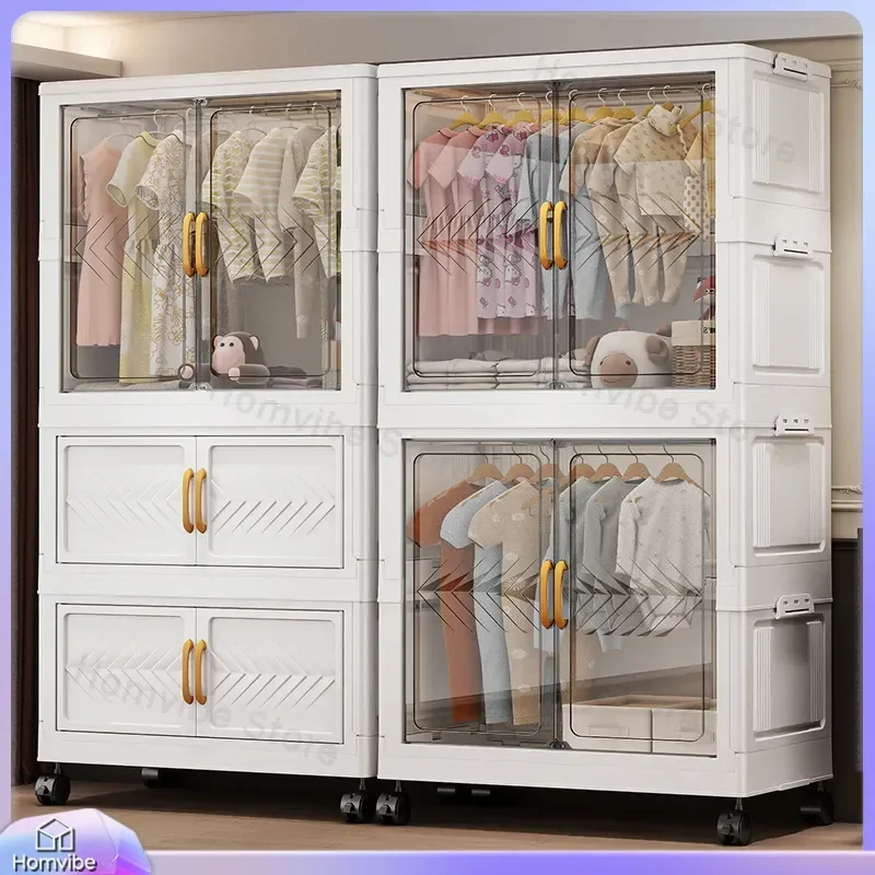 Simple Wardrobe Plastic Storage Cabinet Household Clothes Organizer Baby Kids Dresser Installation Free Finishing Locker