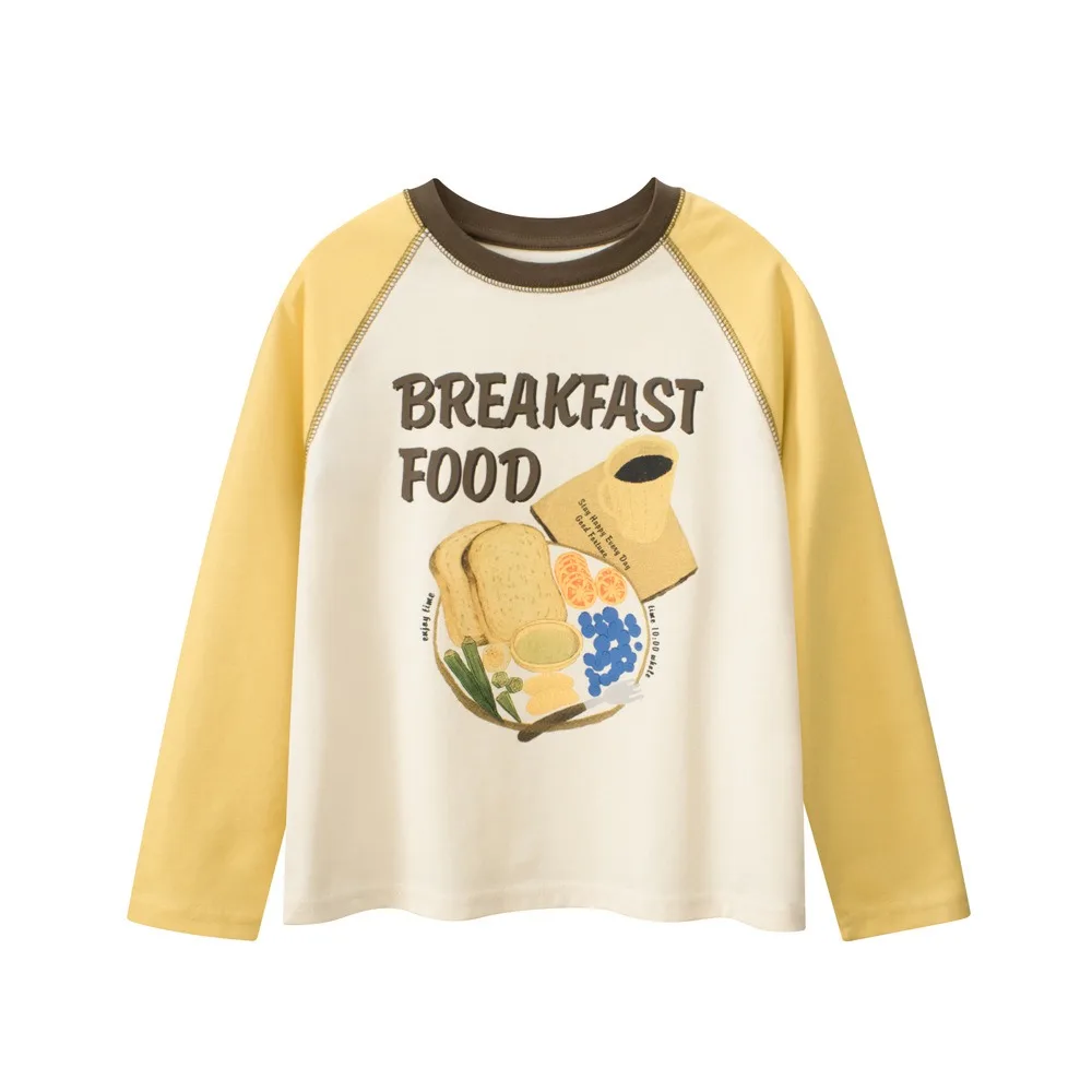 High Quality Long-Sleeve Tee for Big Kids 2025 Spring Clothes Cotton Cute Cartoon Tops Baby Girls Boys Tees Undershirt Clothes