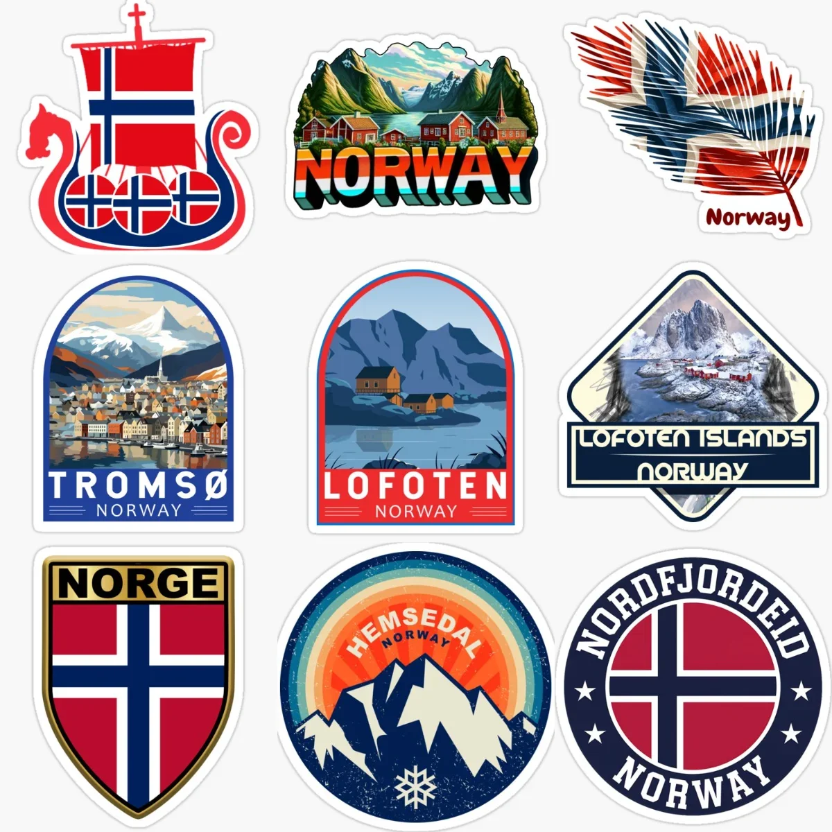 

Norway Flag Scenery Creative Personalized PVC Car Stickers for Car Bicycle Van Helmet Window Wall Decoration Accessorie