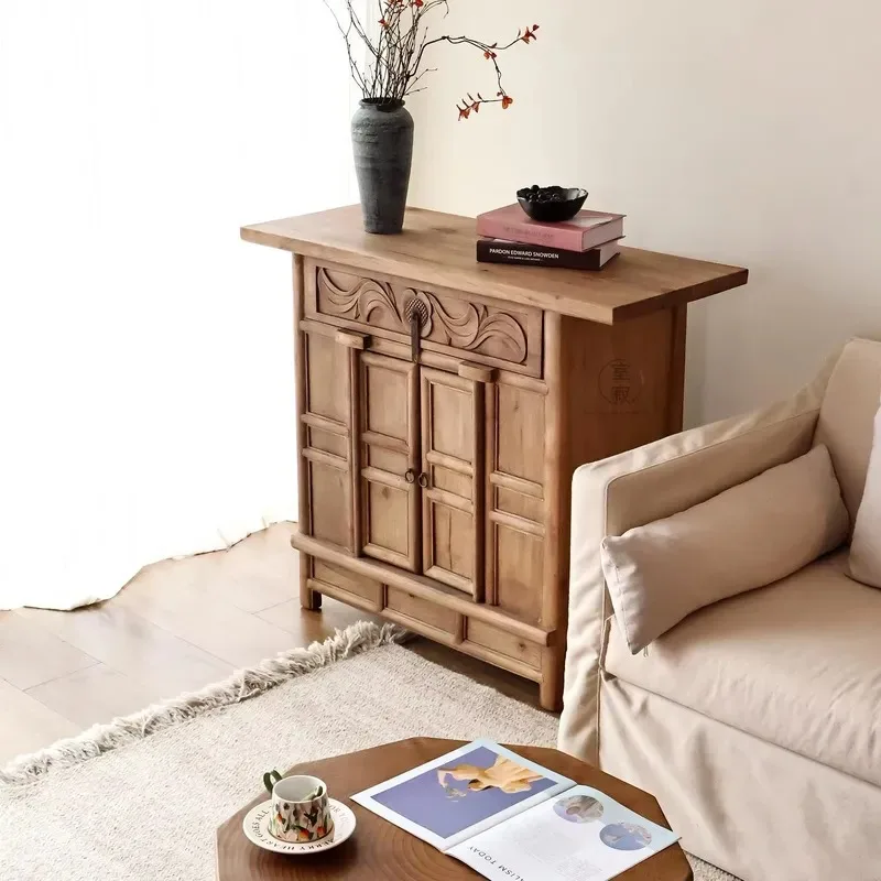 Chinese antique wooden cabinets with carved flowers, lockers, sideboards, vintage furniture decoration