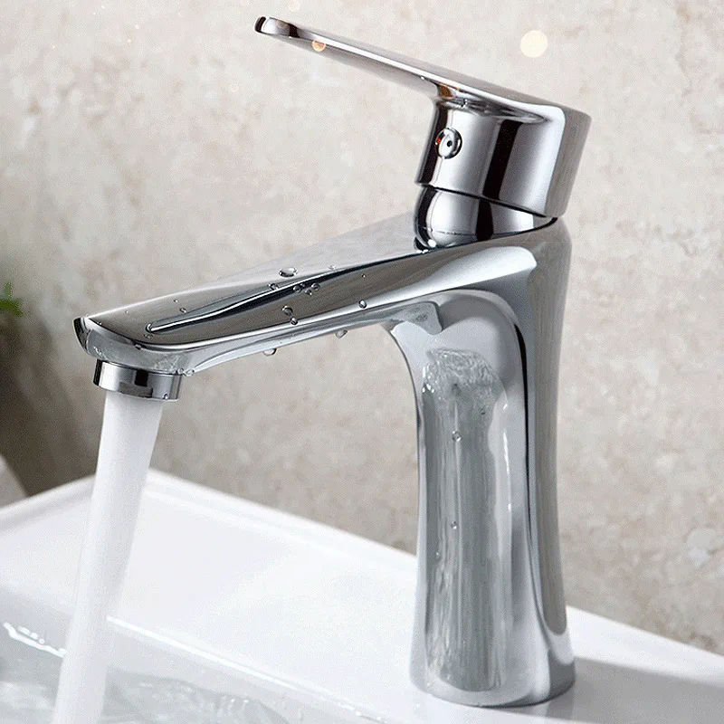 Factory Direct Sale Chrome Bathroom Basin Faucet Chrome Single Lever Hot and Cold Brass Crane  Sink Mixer Tap