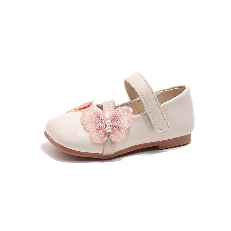 2026 Girls' Spring/Summer New Style Sneakers Ribbon Bow, Fashionable Versatile Casual Shoes, Leather Upper, Non-Slip Soft Sole