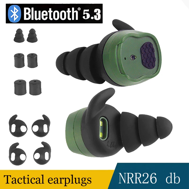 Tactical Bluetooth headset, shooting headset, suitable for shooting training and hunting in high noise environments NRR26 dB