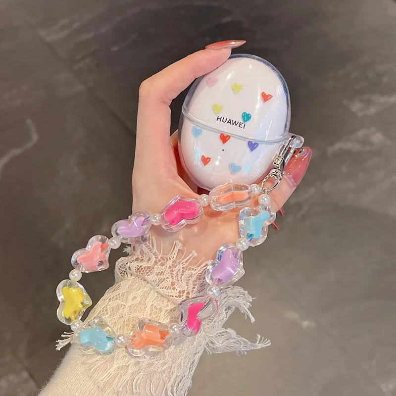 Pour huawei FreeBuds 6/freebuds 5 couverture fleur colorée Silicone Transparent écouteur couverture mignon pour huawei FreeBuds5