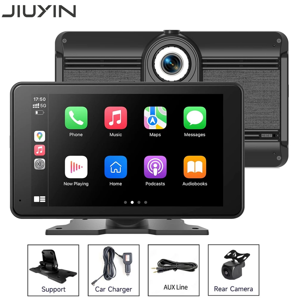 

4K DVR 7-дюймовый портативный беспроводной экран Carplay для автомобиля, мультимедийный радиоплеер, аудио стерео CarPlay, Android, автоплеер, экран
