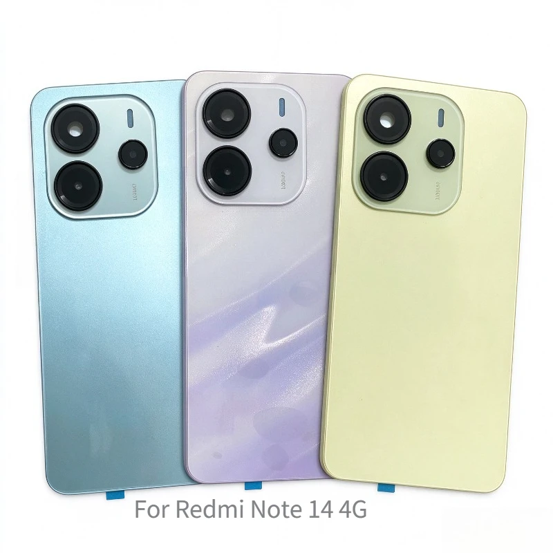 Plastic Back Battery Cover For Redmi Note 14 Note14 4G, Rear Housing With Camera Lens, Replacement Repair Parts