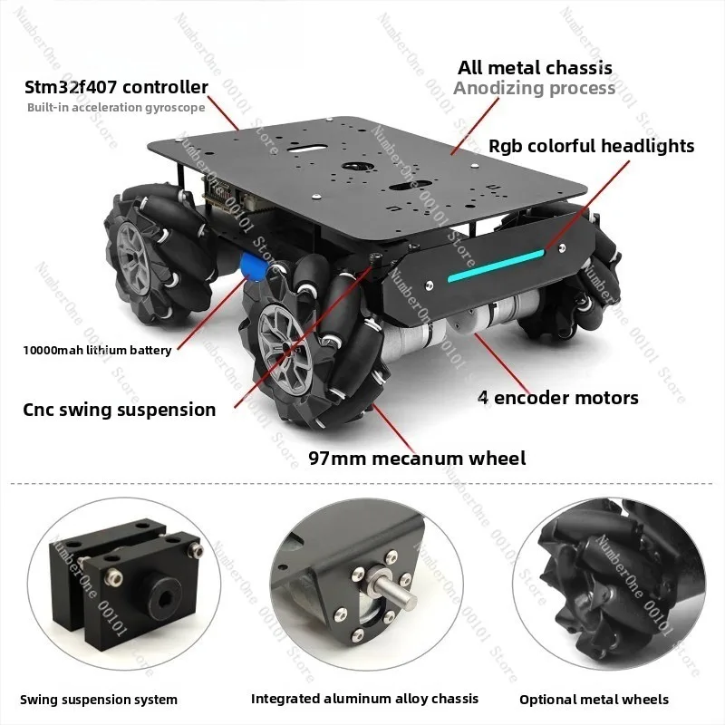 R750 Series ROS Robot Chassis STM32 Mecanum Wheel Ackerman Electronic Control for Intelligent Trolley