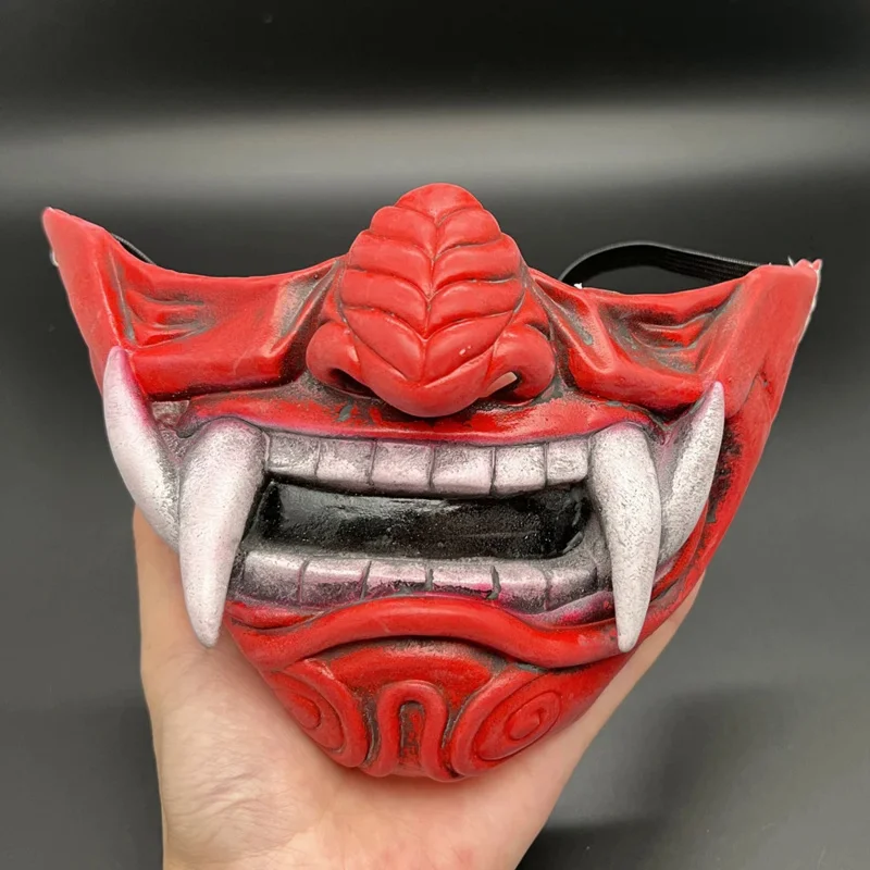 قناع نصف وجه ياباني من اللاتكس الناعم ، لعبة حفلة الهالوين ، الشيطان اوني ساموراي ، براجنا ، هانيا نوح كابوكي ، الكبار
