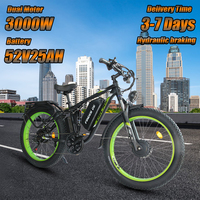 V3 E-Bike 3000W High-power Motor 52V25AH All-Terrain Hydraulic Brake Electric Bicycle Fat Tire Full Suspension Electric Bike