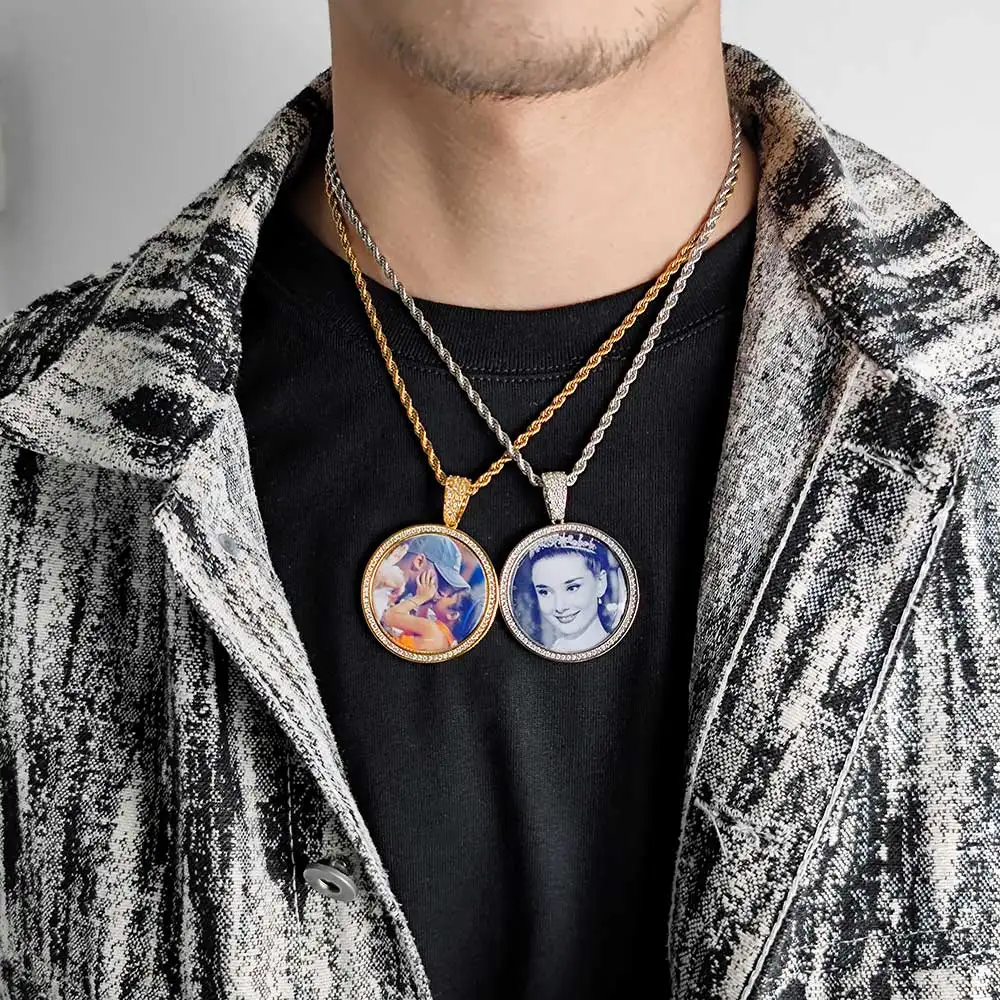 Collier photo personnalisé pour hommes et femmes, Hip Hop, pendentif photo personnalisé, breloque glacée, logo personnalisé pour mère ou amoureux