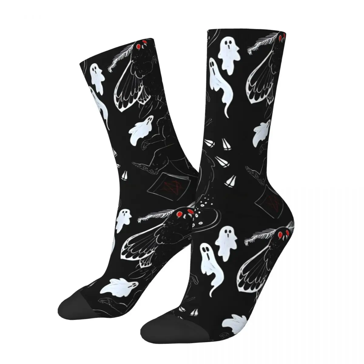 

Happy Men's Socks Cryptid Collection Vintage Harajuku Mothman Hip Hop Seamless Pattern Crew Crazy Sock Gift Printed