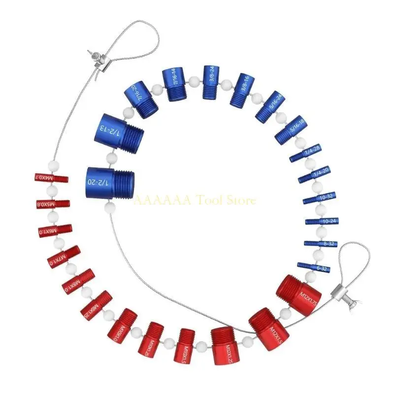A2BE 26PCS Metric Royal Thread Checker Set Aluminum Nut Bolt Size Gauges Tool set